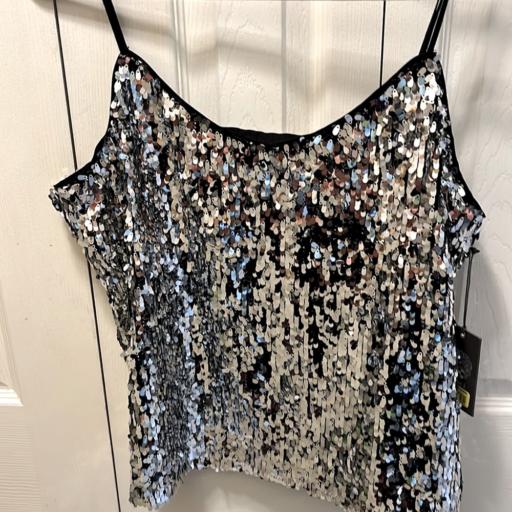 Vince Camuto Silver Sequin Top